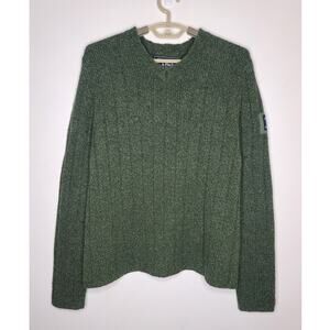 Abercrombie & Fitch green lambswool wool blend long sleeve sweater - large